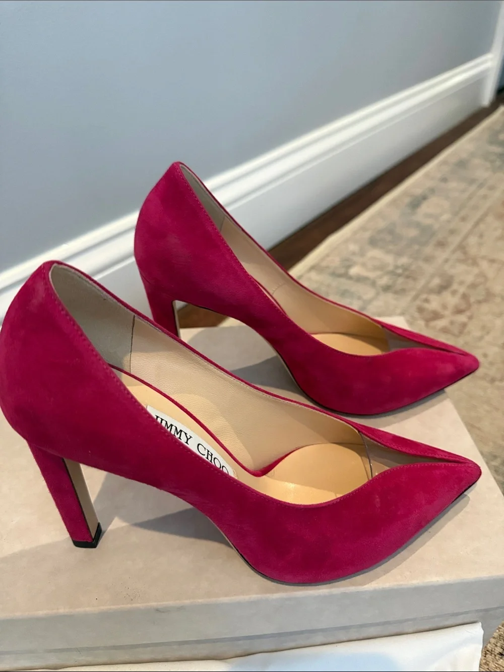 Jimmy Choo Fuchsia Suede Pointed-Toe Stiletto Pumps
